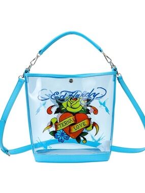 Blue Ed Hardy PVC Beach Bucket Bag - Eternal Love
